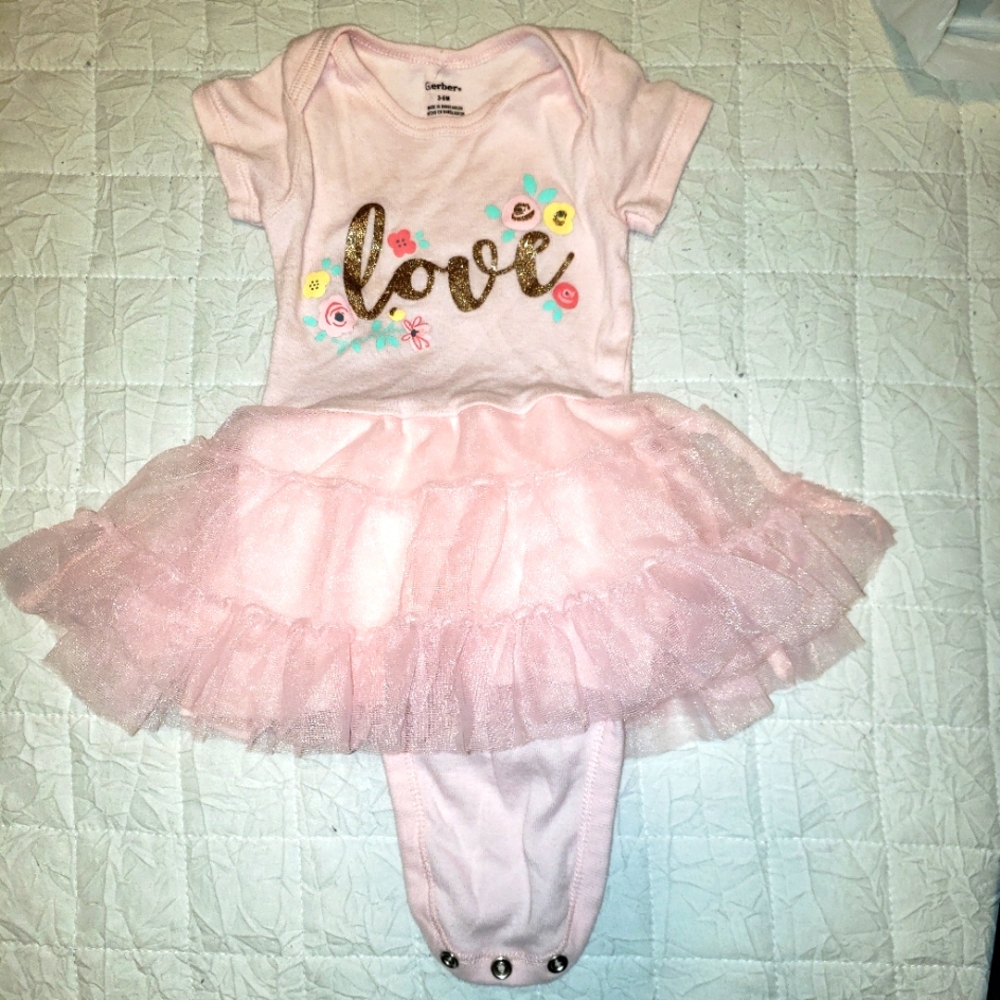 Gerber pink onesie with tutu